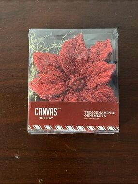 Red Poinsettia Trim Ornament - Set 10 pièces